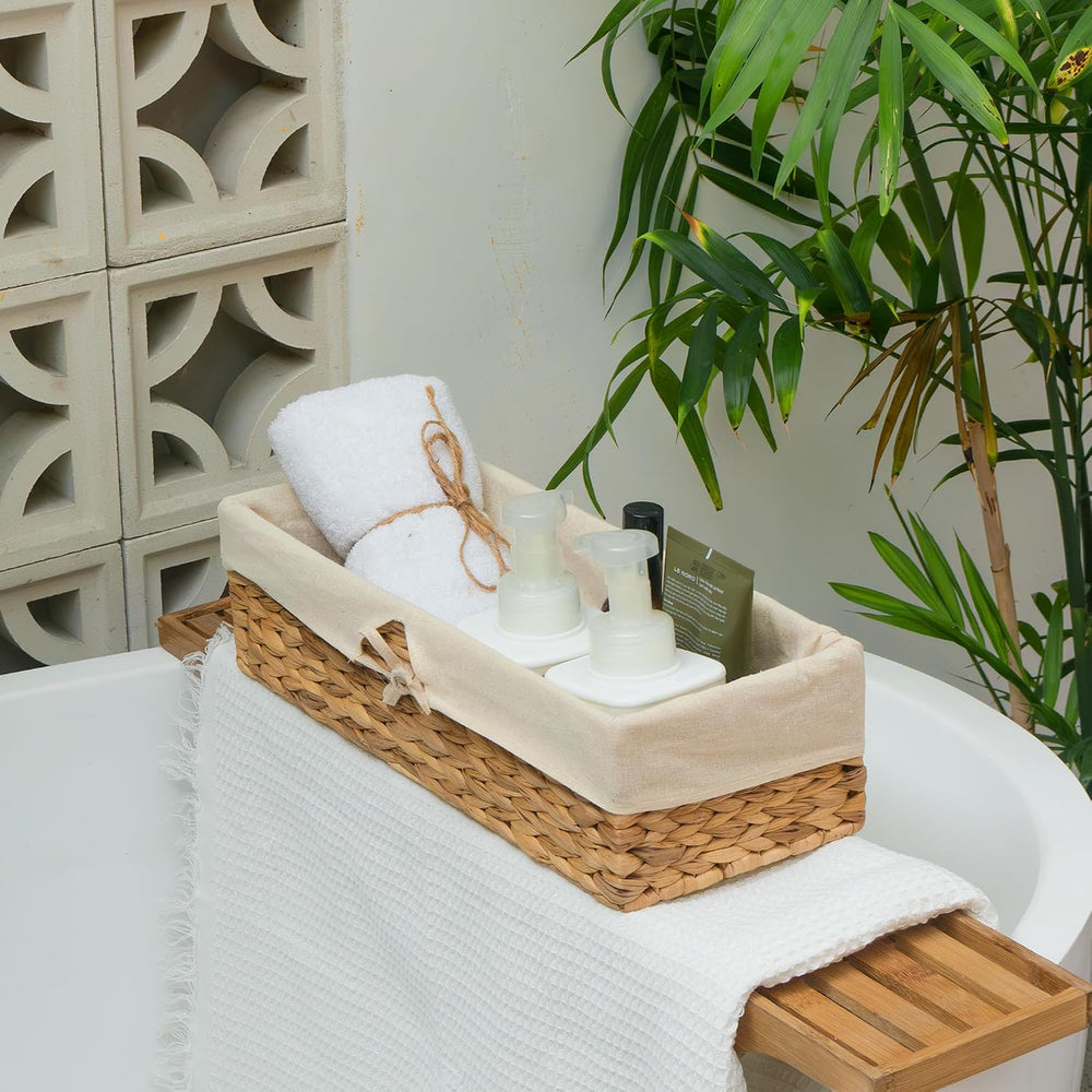 Tank Topper Storage Baskets - Woven Wicker Basket for Toilet Paper Holder, Ba...