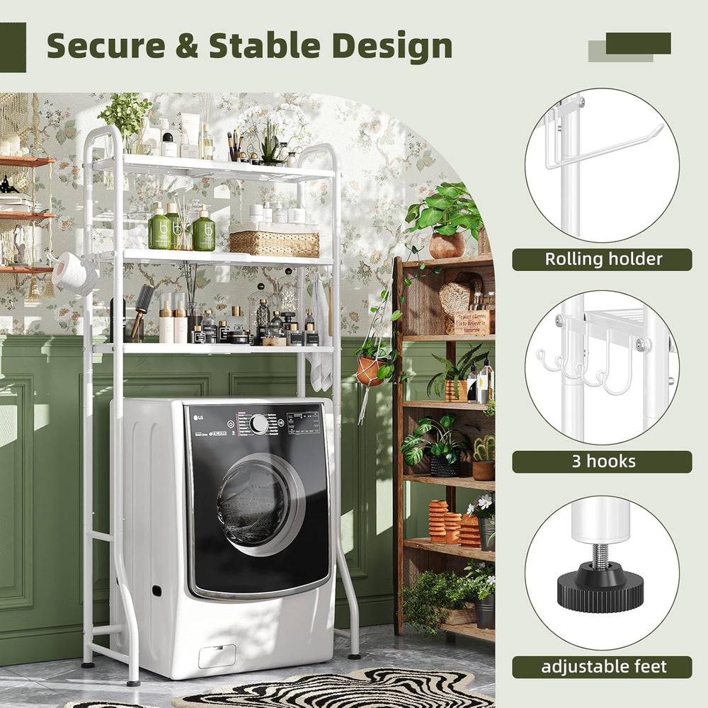 Simple Trending Expandable Over The Toilet Storage Rack, Metal 3 Tier Bathroo...