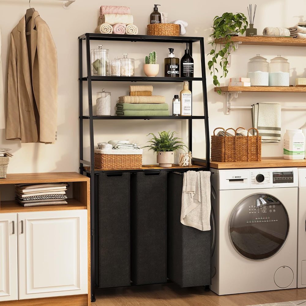 Laundry Hamper 3 Section, 4 Tier Laundry Basket Organizer