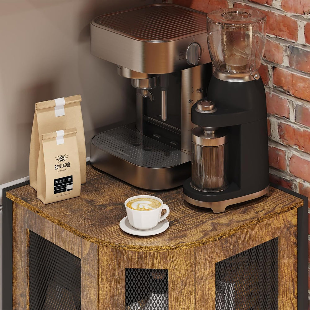 Coffee Bar Cabinet, 3-Tier Corner Coffee Cabinet with Storage Shelf