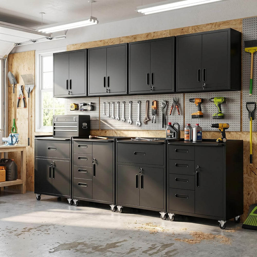 Garage Cabinet System | Heavy Duty Steel All-in-One Modular Garage Cabinet Se...