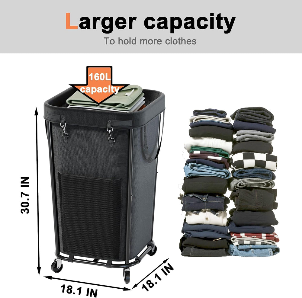Laundry Basket with Wheels Rolling Laundry Basket, Removable Laundry Bag Desi...