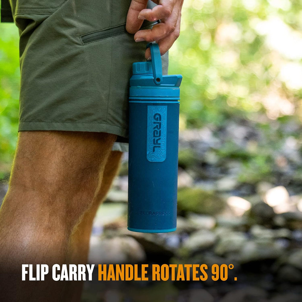 GRAYL UltraPress 16.9 oz Water Purifier & Filter Bottle, Forest Blue