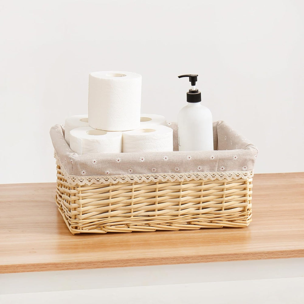 Handcrafted Shelf Basket, Handwoven Wicker Basket, for Storage & Organizi...
