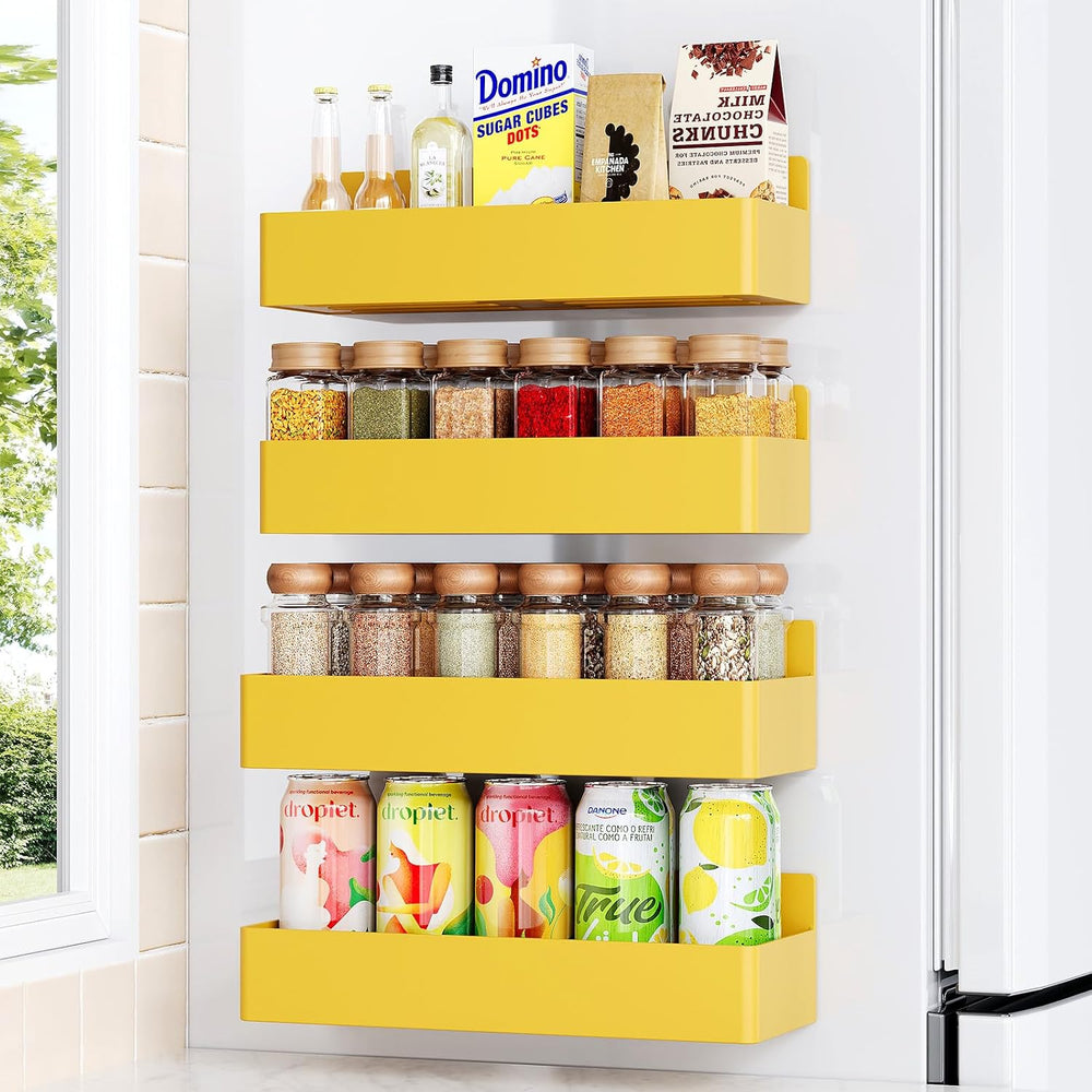 Magnetic Spice Rack for Refrigerator Yellow, 4 Pack