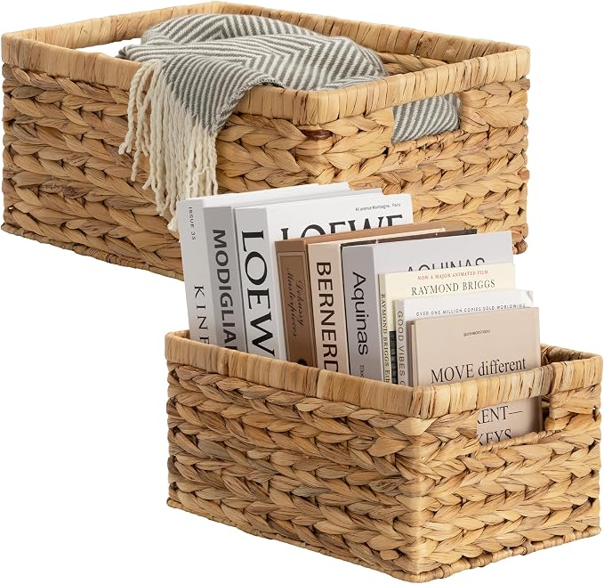 StorageWorks Wicker Storage Baskets, Large and Small Baskets, Handwoven Water...