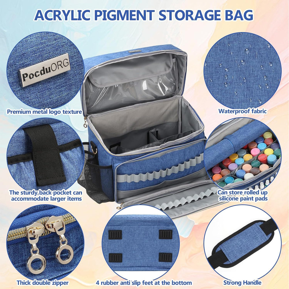 Art Supplies Organizer Storage Bag with Detachable Paint Brush Holder & P...
