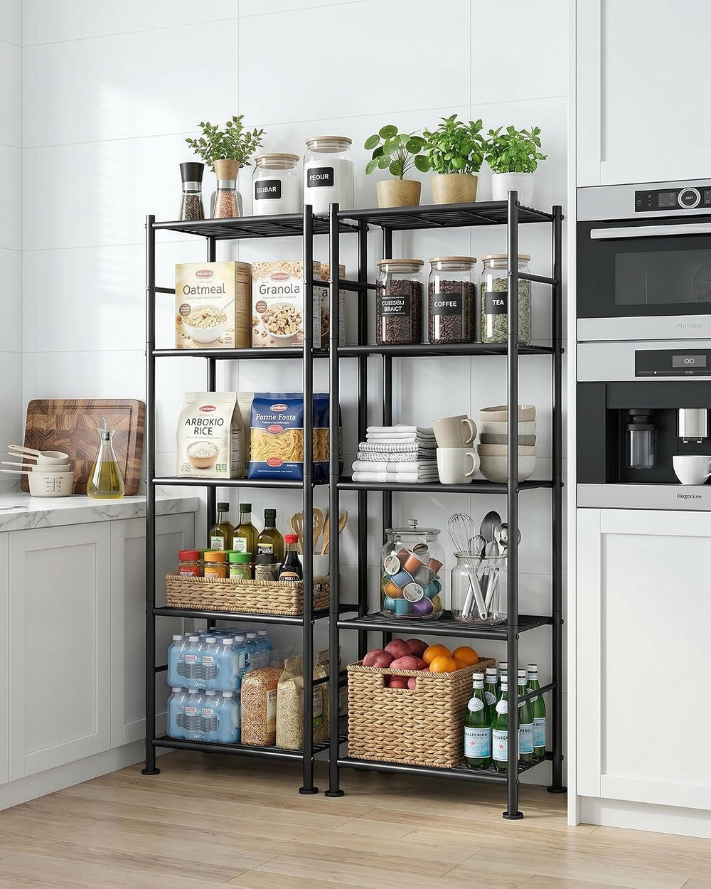 Sakugi Storage Shelves - Set of 2, 5-Tier Metal Shelf Organizer, Space-Saving...