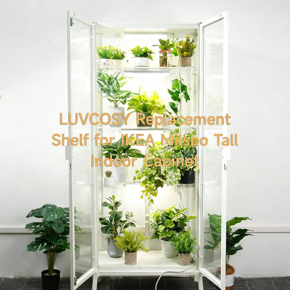 LUVCOSY Acrylic Shelves for IKEA Milsbo Tall Greenhouse Cabinet- 8mm Thick, C...