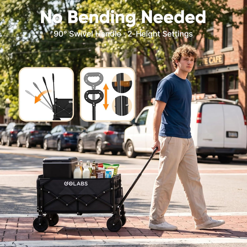Golabs WA1 Collapsible Folding Wagon Cart, Max 220lb Load, Expands to 100L