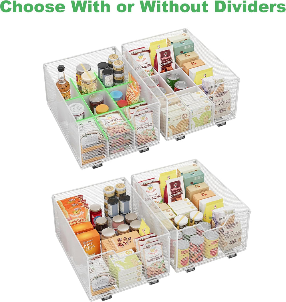 2 Pack Pull out Cabinet Organizer,Slide out Pantry Shelves Drawer Storage