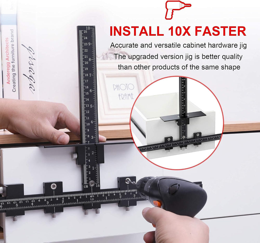 Cabinet Hardware Jig for Handles, Adjustable Template with Convenient and Pre...