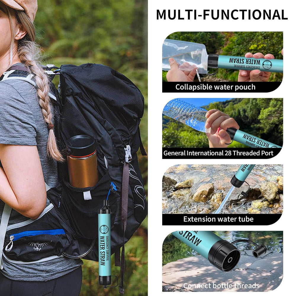 Water Filter Straw 6Packs,New Combo BPA-Free Portable 5L Water Bag