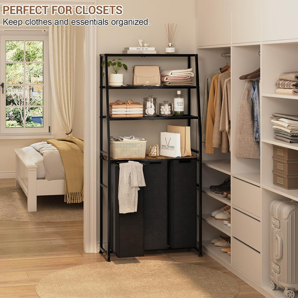 Laundry Hamper 3 Section, 4 Tier Laundry Basket Organizer