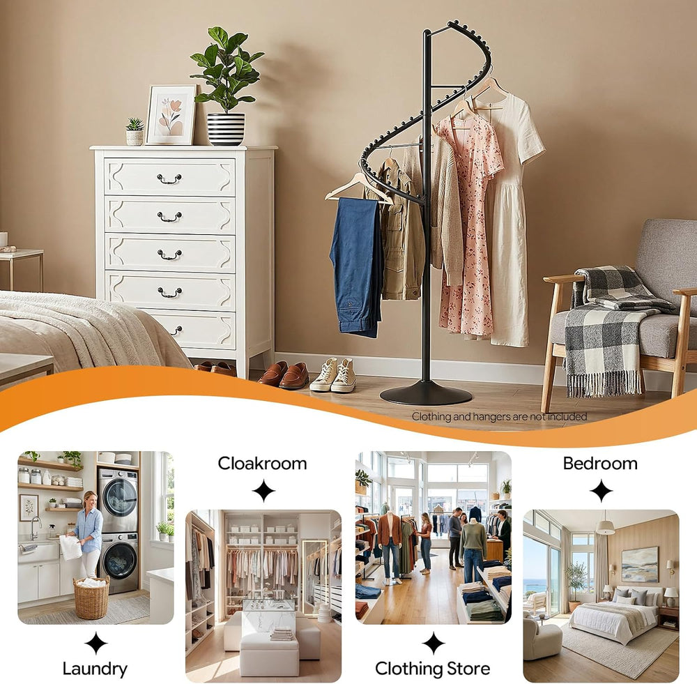 DouSeiAi 5.91FT Spiral Rotating Clothing Rack, Spiral Retail Costumer Garment...