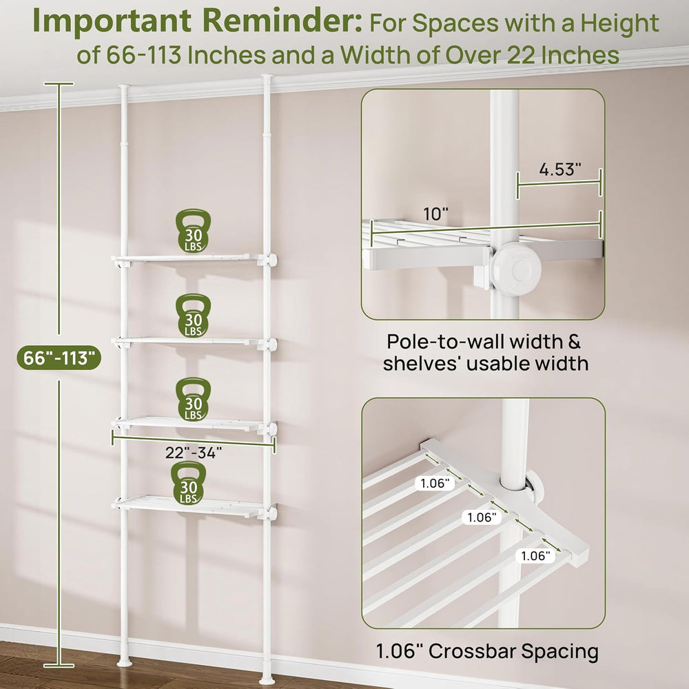 ALLZONE Tension Mount Over The Toilet Storage Shelf, No-Drill, Slim Design