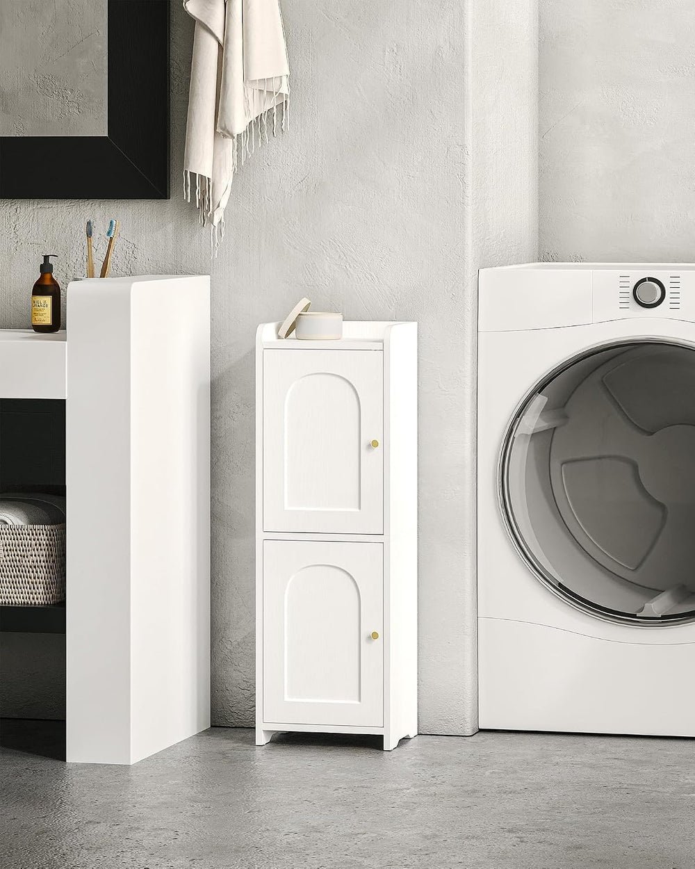 Hzuaneri Bathroom Storage Cabinet, Small Corner Floor Cabinet with 2 Doors