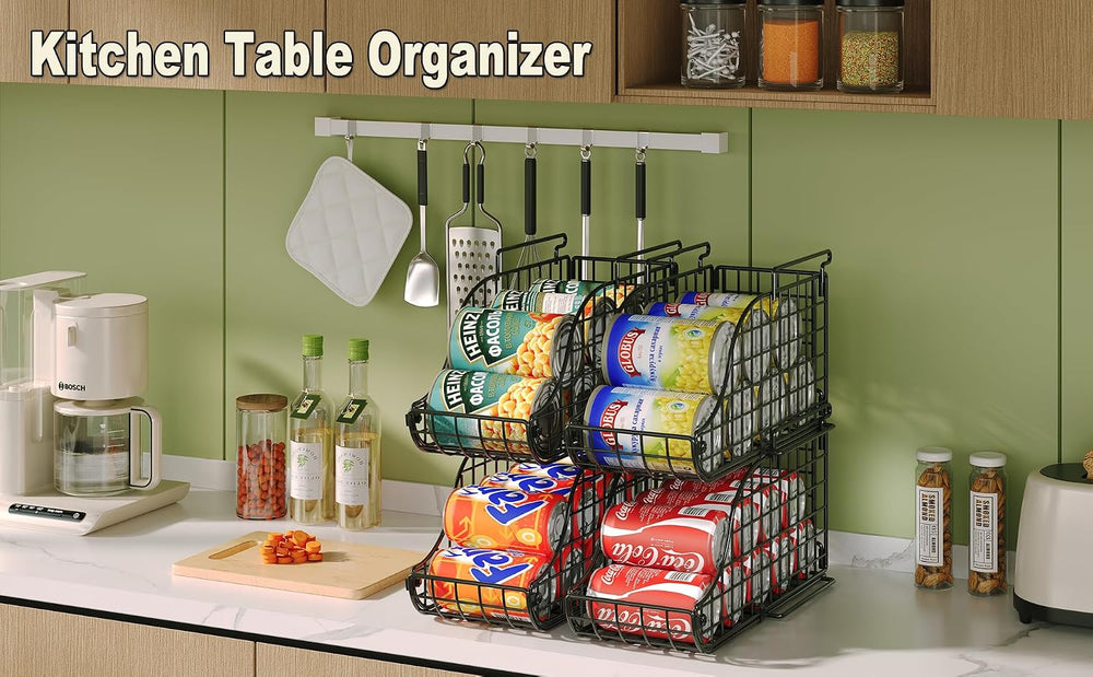 6 Pack Stackable Can Organizer for Pantry Cabinet Food Storage