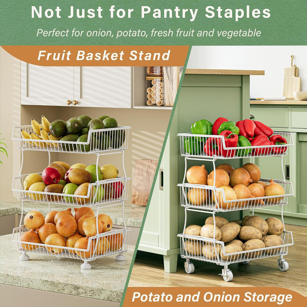 OKZEST Pantry Organizers and Storage Cart with Upgraded Metal Hub Casters