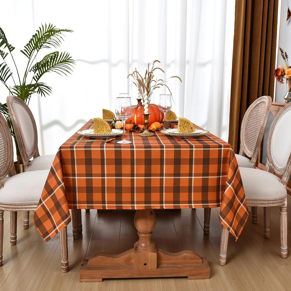 Classic Gingham Buffalo Tablecloth Fabric - Oblong 58x144 Inch Water Proof Ch...