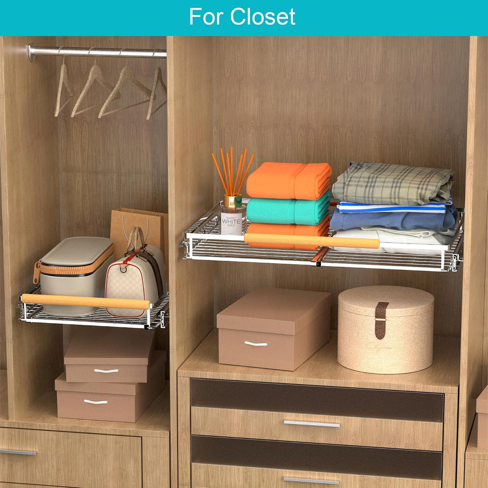 2 Pack Pull Out Cabinet Drawer Shelf Organizer, Extendable Sliding Slide Out ...