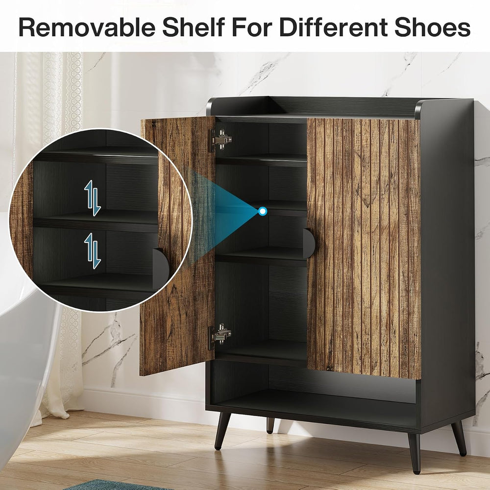 LITTLE TREE Shoe Cabinet with Doors & Adjustable Shelves, 7-Tier Modern F...