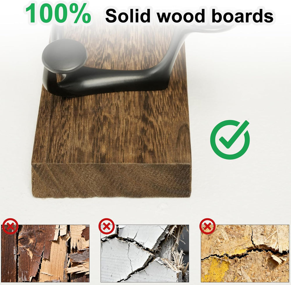 SKOLOO 43-Inch Wood Burnt Coat Rack Wall Mount with 8 Triple Hooks - Ideal fo...