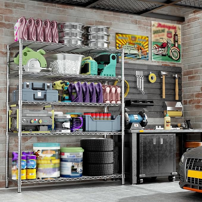 Storage Shelves, 5-Tier Adjustable Metal Industrial Utility Shelf Rack