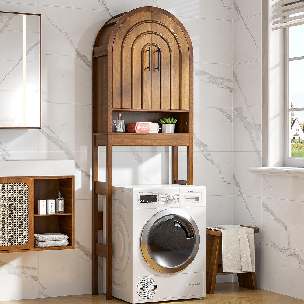 Over the Toilet Storage Cabinet, Wooden Bathroom Space Saver with Doors