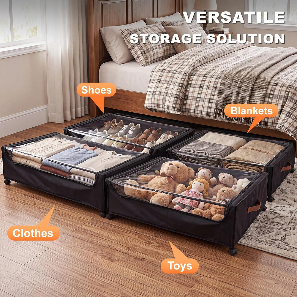 100L Extra Large Under Bed Storage with Wheels, 9.5" Extra Tall Storage Box