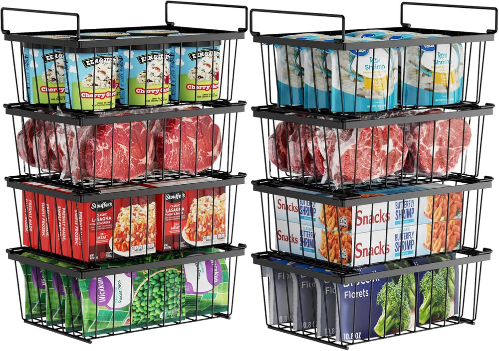 Deep Freezer Organizer Bins - Storage Baskets for 5 Cu.Ft, 8 Pack