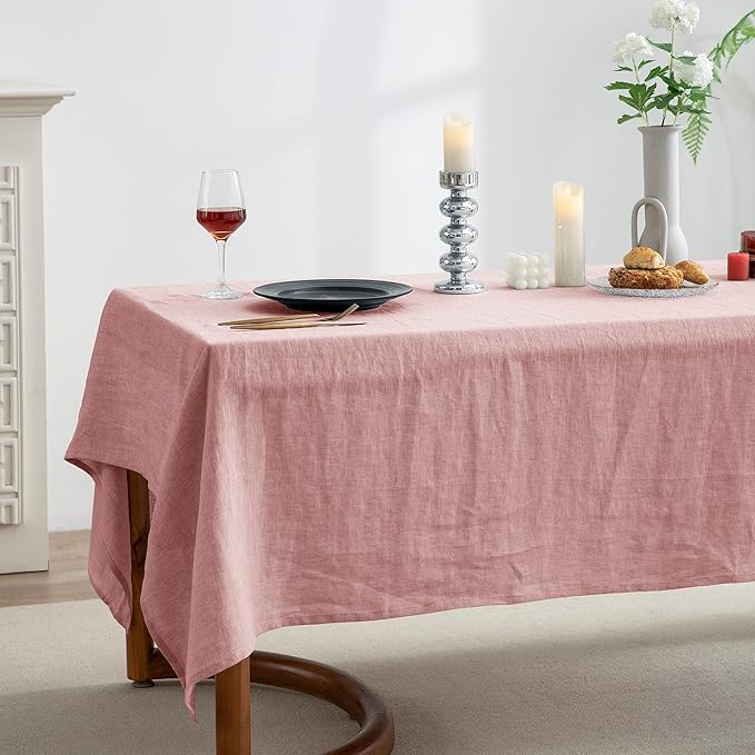 EVERLY 100% Pure Linen Rectangle Tablecloths 60x108Inches for Dining,Buffet P...