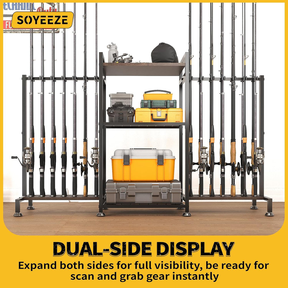 SOYEEZE Fishing Rod Holder for 28 Rods, Ground Stand Fishing Pole Holders for...