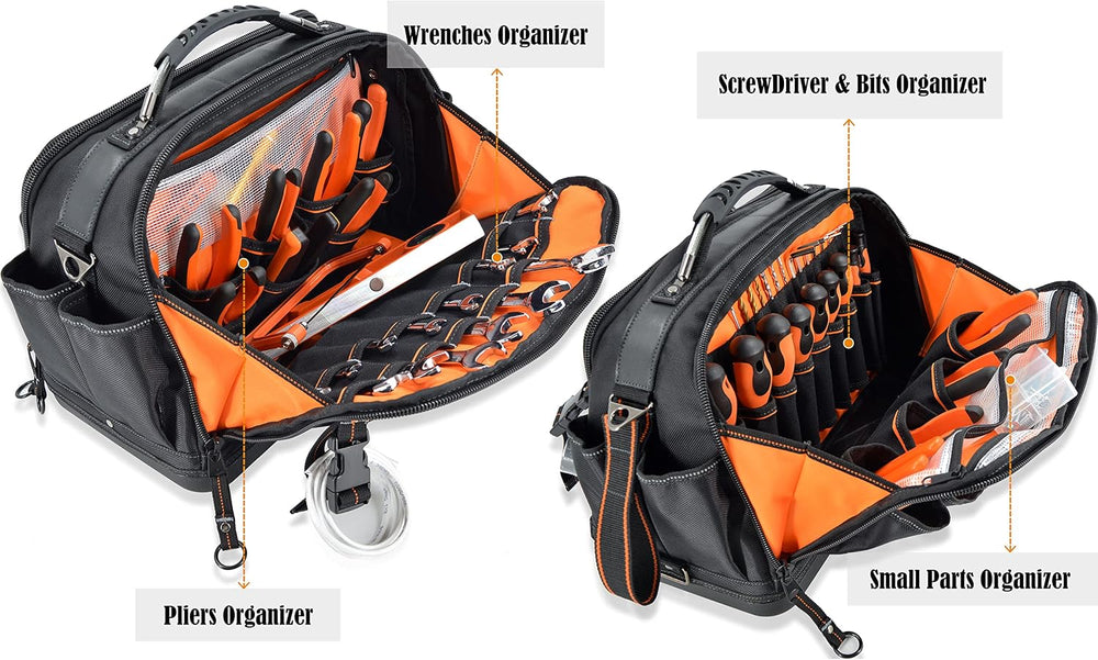 WELKINLAND 42-Pocket Tool Organizer, 16- Inch Hard Bottom Tool Bag