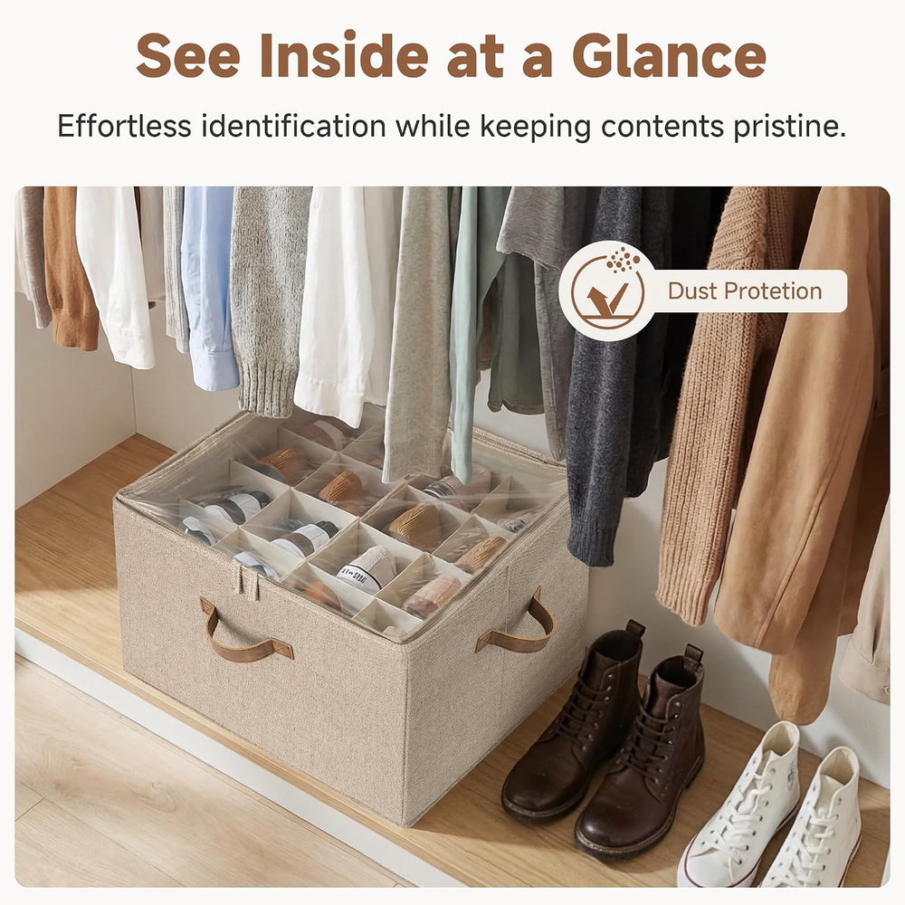 StorageWorks 2-Pack 32-Pair Shoe Storage Organizer for Closet, Taupe