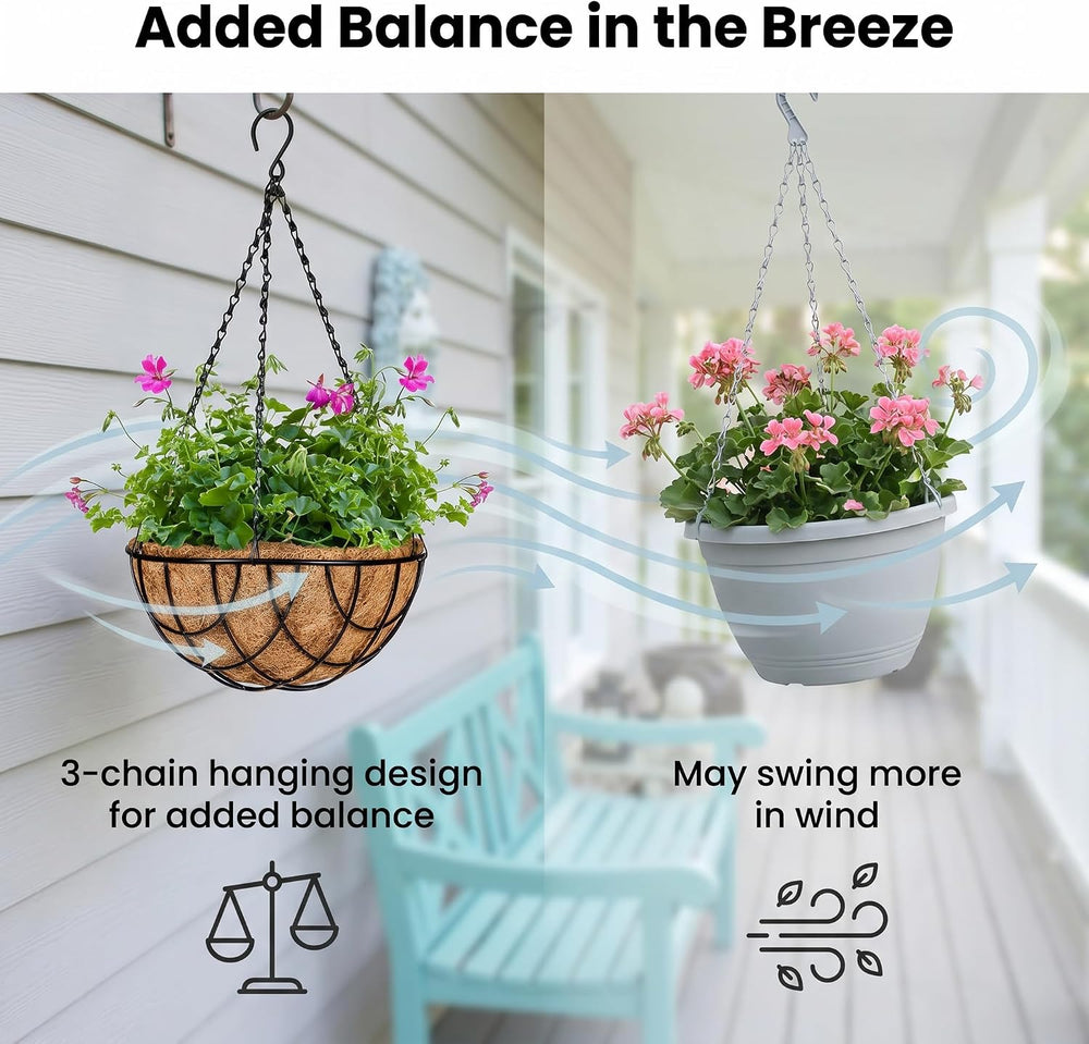 Kingbuy 12 Inch Metal Hanging Planter Basket 2 Pack - with Coconut Fiber Line...