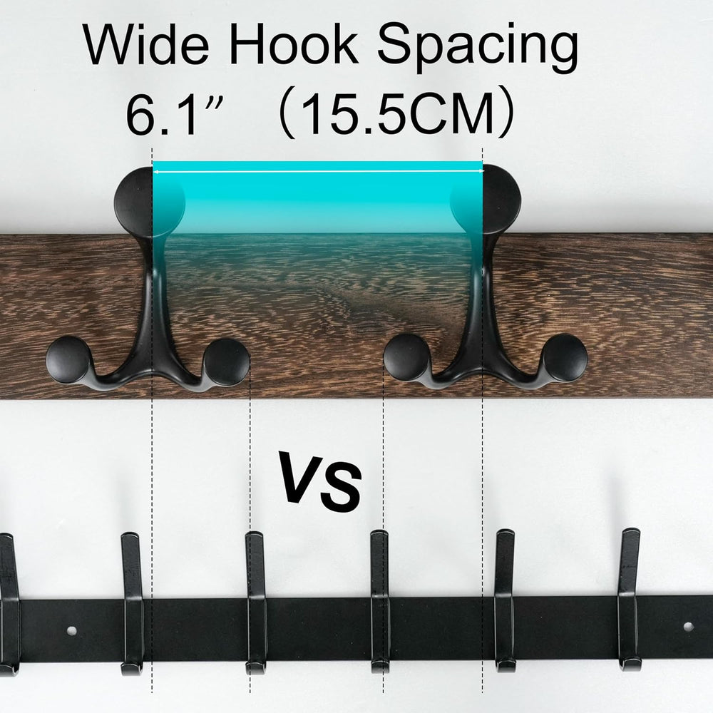 WEBI Coat Rack Wall Mount,36" Solid Wood Coat Hooks Wall Mounted Coat Ha...