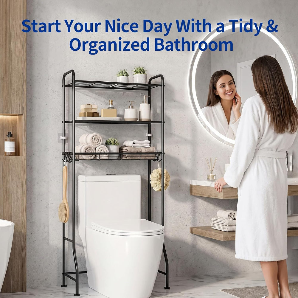 Delamu Over Toilet Storage Rack, 3 Tiers (62.8"H) Bathroom Organizer Shelf