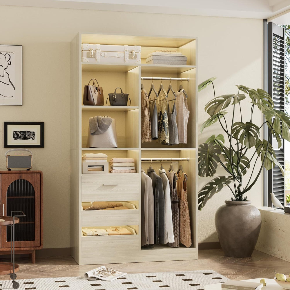 36 Inches Modular Closet Drawers System, 3FT Wood Closet Organiser with Close...