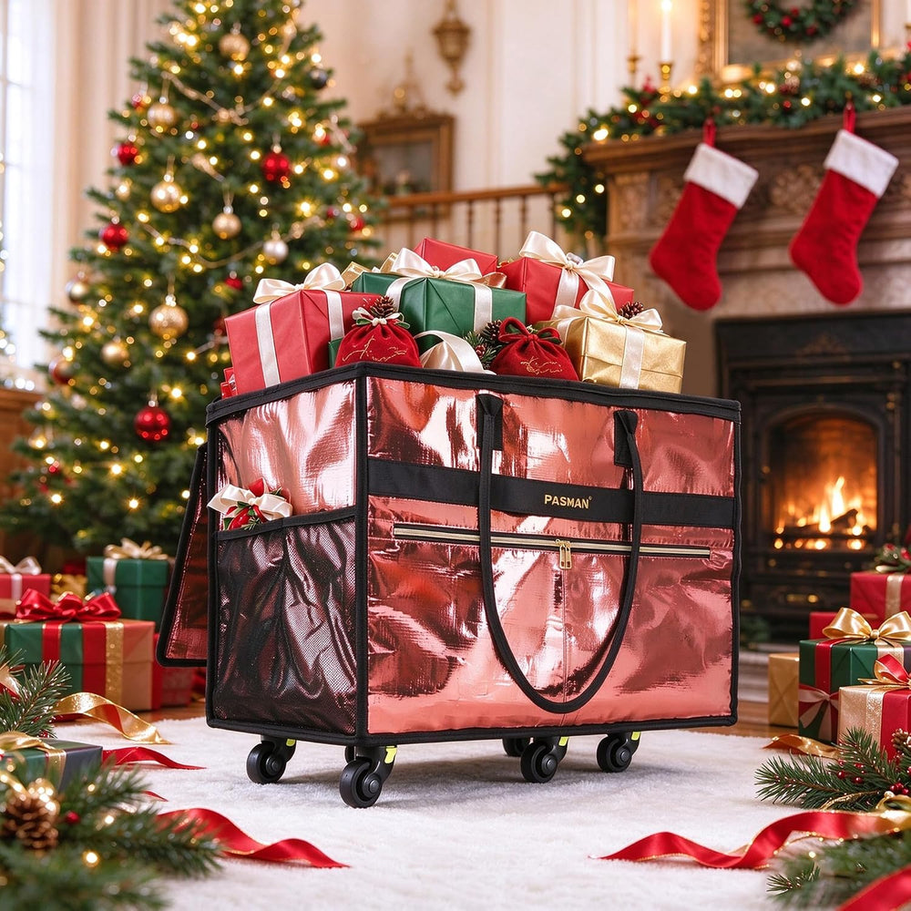 Reusable Rolling Grocery Bag on Wheels-6-Wheel Foldable Tote Large