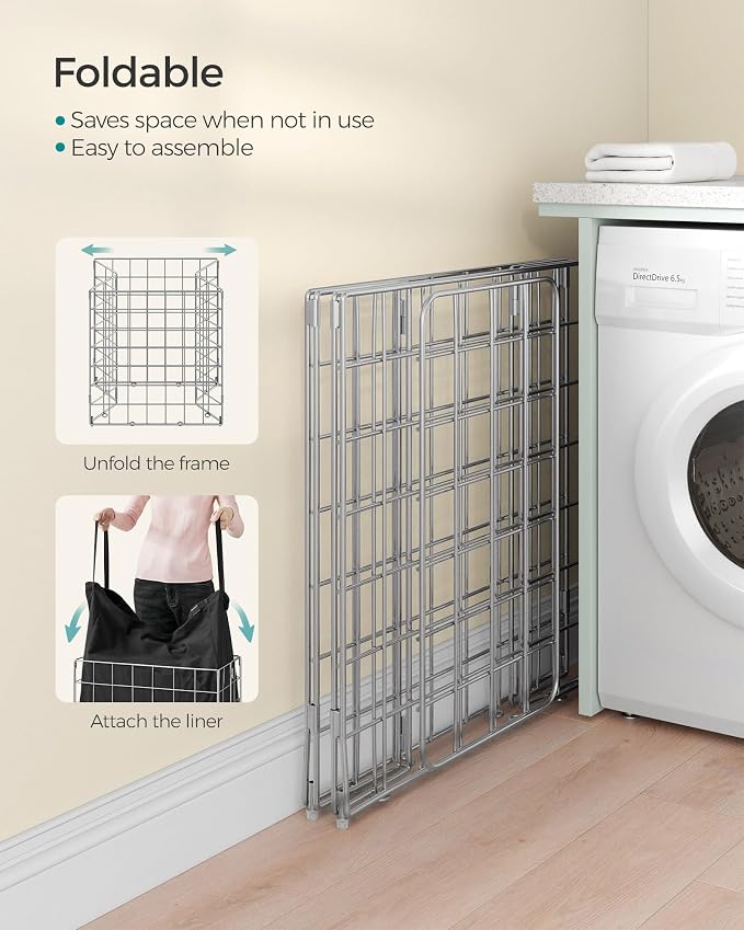 SONGMICS 29 Gal. Laundry Basket, Laundry Hamper, Collapsible Clothes Hamper