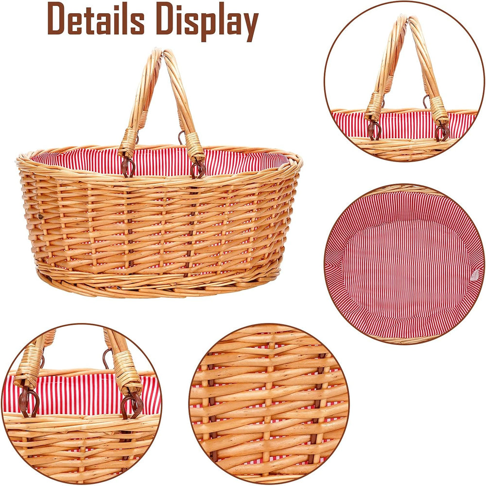 Large Wicker Basket with Handle, Empty Willow Basket,16 Inch,Red