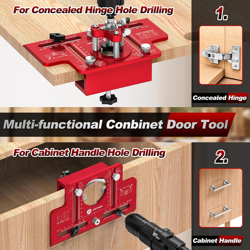 2 in 1 Concealed Hinge Jig and Cabinet Handle Jig with Quick Clamp
