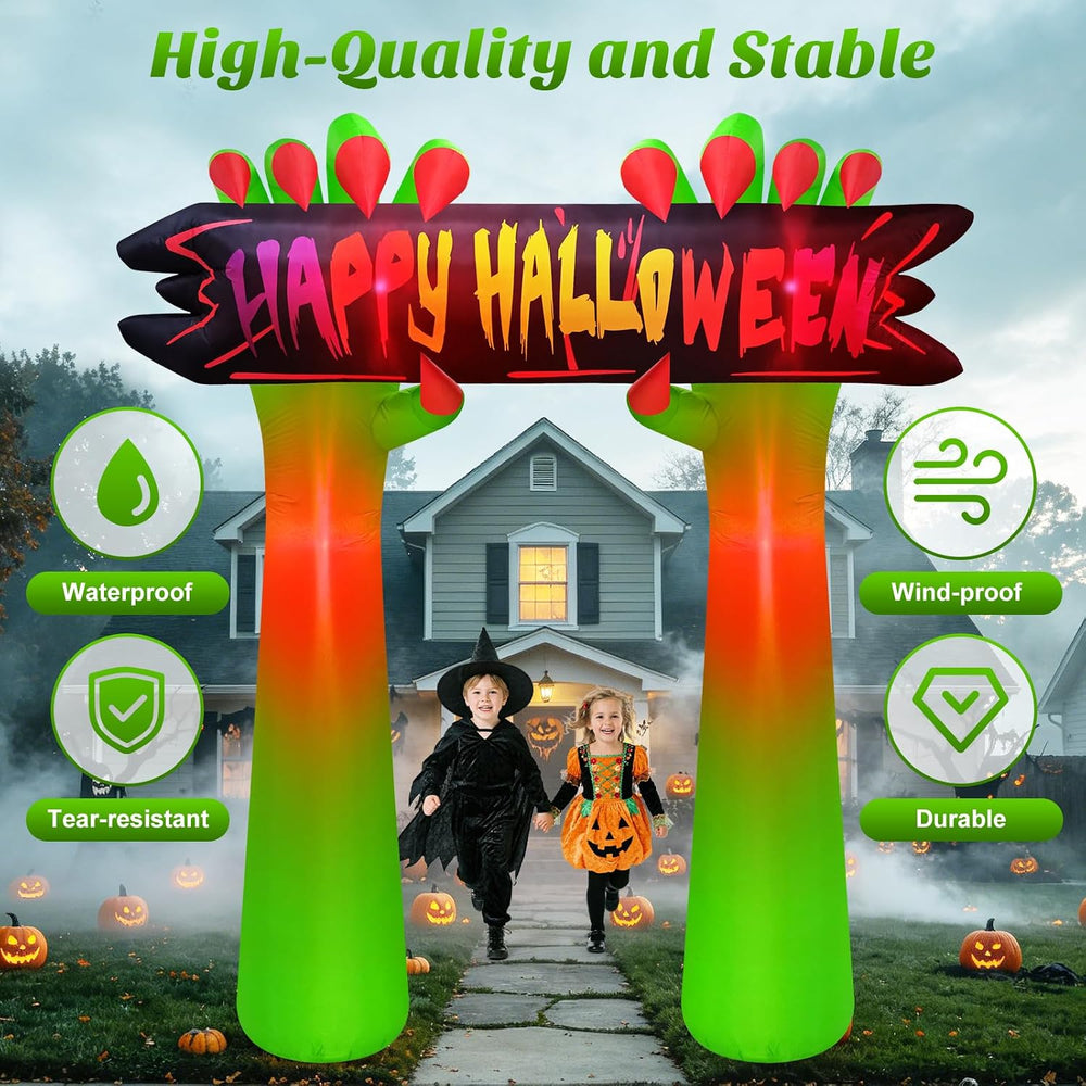 Danxilu 8FT Tall Halloween Inflatable Hand Archway Outdoor Decoration