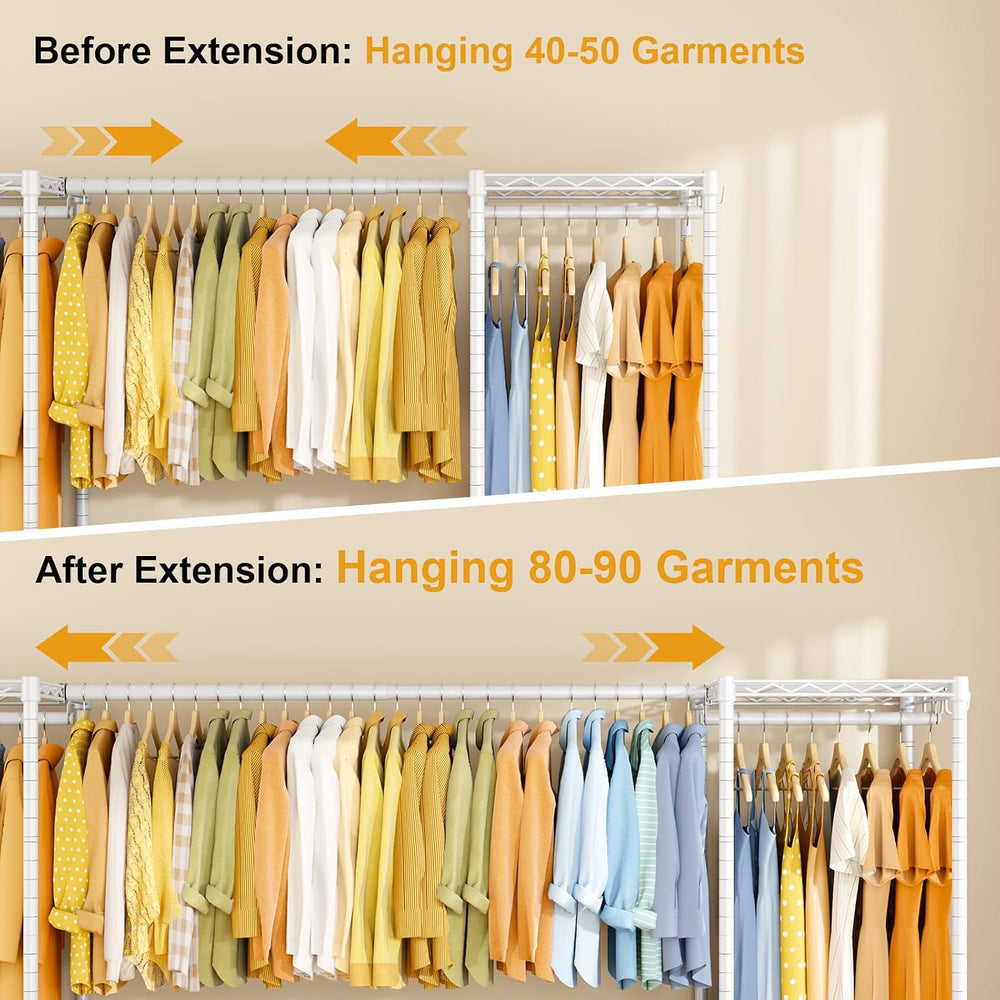 ULIFHOME Heavy-Duty Garment Rack, Adjustable Clothing Racks Hanging Clothes