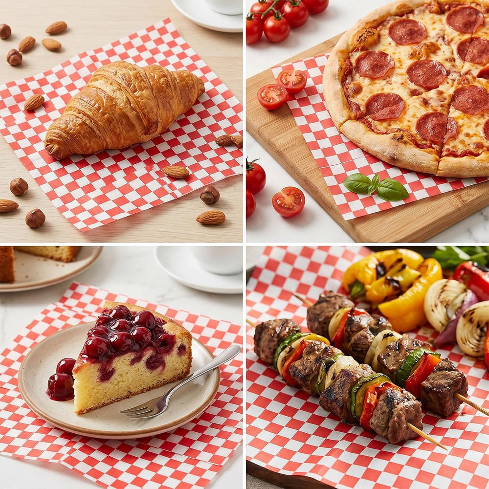 600 Pcs Red Checkered Deli Paper 15x15 Inch, Large Grease Proof Hamburger Wra...