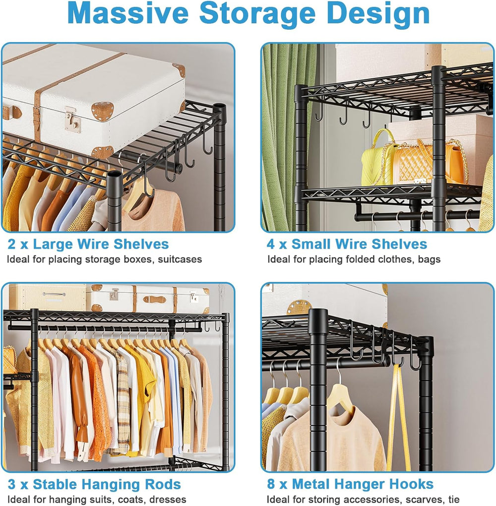 Ulif F7 Clothes Rack Heavy Duty, Clothing Racks for Hanging Clothes, Black