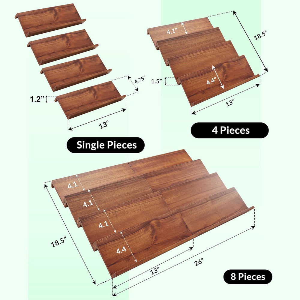 Tinamo Acacia Wood 4-Tier Spice Rack Organizer for Cabinet, Pack of 8 Pcs