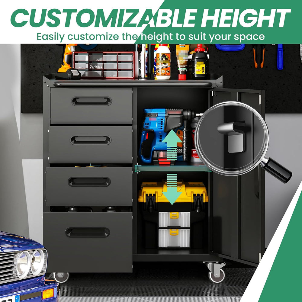 Garage Cabinet System | Heavy Duty Steel All-in-One Modular Garage Cabinet Se...