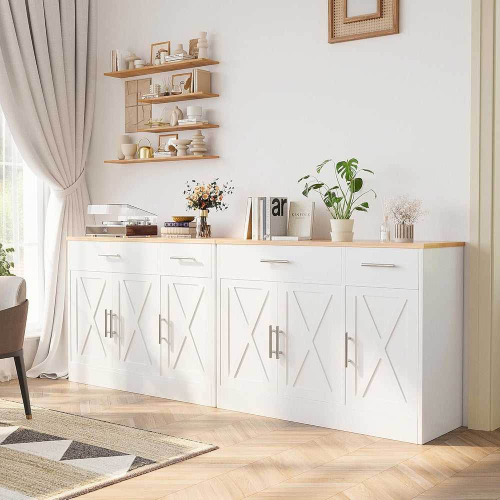 Shintenchi 42" Buffet Cabinet with Storage, Kitchen Barn Door Cabinet